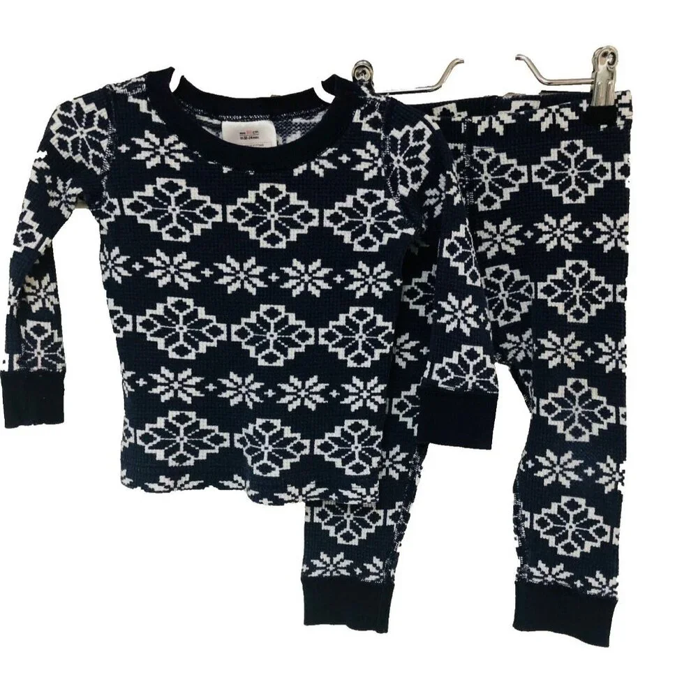 Hanna Andersson Organic Cotton Thermal Snowflake‎ Pj Pajamas Baby 18/24M